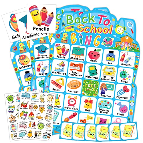 YTSQLER Back to School Bingo-Spiele für Familie, Kinder, Partyspiele, Geschenke, 24 Spieler, Schul-Bingo-Karten-Set, erster Tag der Klassenzimmer-Aktivitäten YTSQLER Back to School Bingo-Spiele für Familie, Kinder, Partyspiele, Geschenke, 24 Spieler, Schul-Bingo-Karten-Set, erster Tag der Klassenzimmer-Aktivitäten von YTSQLER