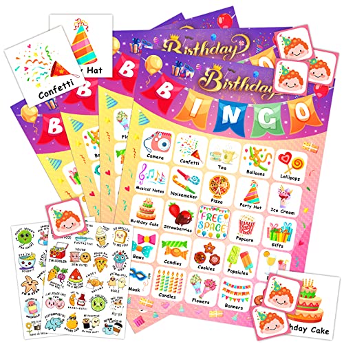 YTSQLER Bingo-Spielkarten für Kinder, 24 Spieler, Bingo-Spiel für Schüler, Schule, Klassenzimmer (Geburtstags-Bingo) von YTSQLER