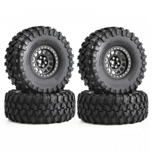 Metall Beadlock Wheel Rand Tire Set 2,2 Zoll 135 mm kompatibel mit 1/10 RC Crawler Cars Wraith RR10 YK4082 YK4083(Black) von YTrBXZ