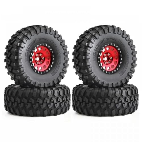Metall Beadlock Wheel Rand Tire Set 2,2 Zoll 135 mm kompatibel mit 1/10 RC Crawler Cars Wraith RR10 YK4082 YK4083(Red) von YTrBXZ