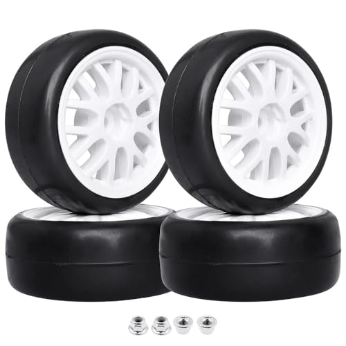 Vorgeklebter 1/10 On Road RC Tourenwagen 12 mm Sechskanträder und Reifen kompatibel mit 4Tec 2.0 TT02 1/18 Latrax Teton SST Kompatibel mit RC Car Racing 4 Stück von YTrBXZ