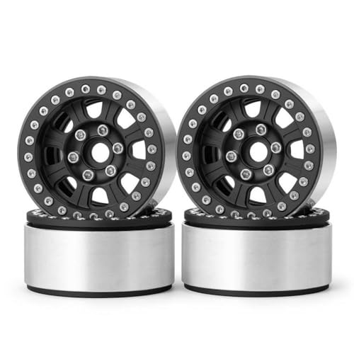YTrBXZ 1,9 Zoll Beadlock -Aluminium -Rad Felgen Hub kompatibel mit CC01 1/10 RC -Crawler -Autoteile im Maßstab(Black 4pcs) von YTrBXZ