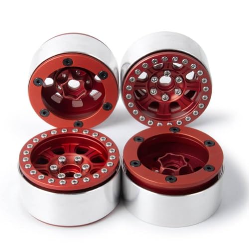 YTrBXZ 1,9 Zoll Beadlock -Aluminium -Rad Felgen Hub kompatibel mit CC01 1/10 RC -Crawler -Autoteile im Maßstab(Red 4pcs) von YTrBXZ