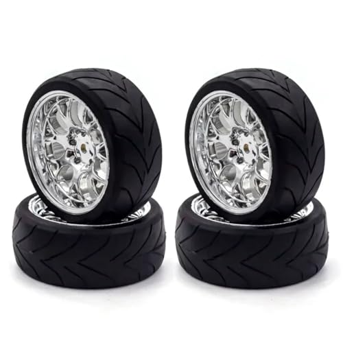 YTrBXZ 4PCS 66mm On Road Reifen und Räder Felgen 12mm Sechskantnabe kompatibel mit Exceed RC Tourenwagen Modelle 144001 94123 94122 CS von YTrBXZ