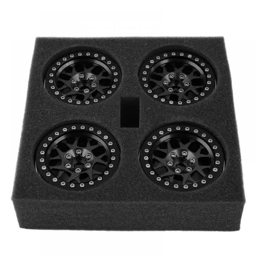 YTrBXZ CNC-Aluminium 2.2 Beadlock Wheel Rims Set von 4 Kompatibel mit 1/10 Skala RC Crawler kompatibel mit verschiedenen Modellen wie RR10 Wraith und TRX-6(Black) von YTrBXZ