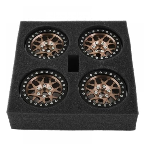 YTrBXZ CNC-Aluminium 2.2 Beadlock Wheel Rims Set von 4 Kompatibel mit 1/10 Skala RC Crawler kompatibel mit verschiedenen Modellen wie RR10 Wraith und TRX-6(Brown) von YTrBXZ