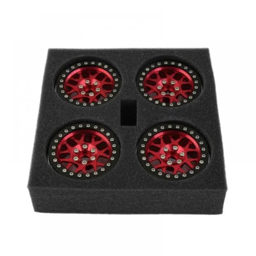 YTrBXZ CNC-Aluminium 2.2 Beadlock Wheel Rims Set von 4 Kompatibel mit 1/10 Skala RC Crawler kompatibel mit verschiedenen Modellen wie RR10 Wraith und TRX-6(Red) von YTrBXZ