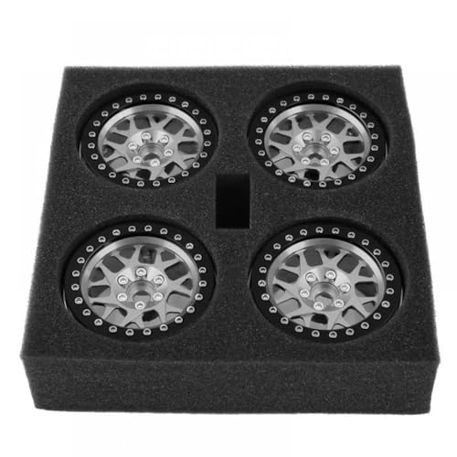 YTrBXZ CNC-Aluminium 2.2 Beadlock Wheel Rims Set von 4 Kompatibel mit 1/10 Skala RC Crawler kompatibel mit verschiedenen Modellen wie RR10 Wraith und TRX-6(Silver) von YTrBXZ