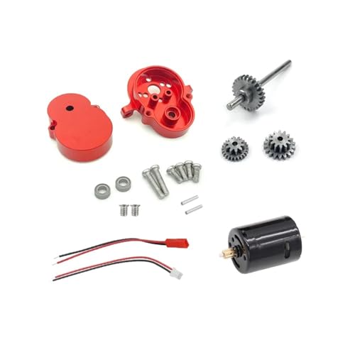 YTrBXZ D12 D42 1/10 skalieren RC -Auto -Ersatzmetallgetriebe Stahl Zahnrad und 370 Pinselmotor Set kompatibel mit 110 -Skala -Fernbedienungsfahrzeugen(RED) von YTrBXZ