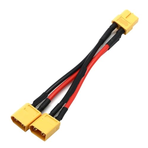 YTrBXZ XT60 Parallelstecker, männlich, weiblich, Dual-Verlängerung, Y-Splitter, kompatibel mit 3-Wege-14AWG-Drahtstecker(1 Female to 2 Male) von YTrBXZ