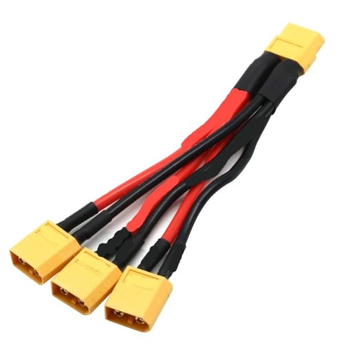 YTrBXZ XT60 Parallelstecker, männlich, weiblich, Dual-Verlängerung, Y-Splitter, kompatibel mit 3-Wege-14AWG-Drahtstecker(1 Female to 3 Male) von YTrBXZ