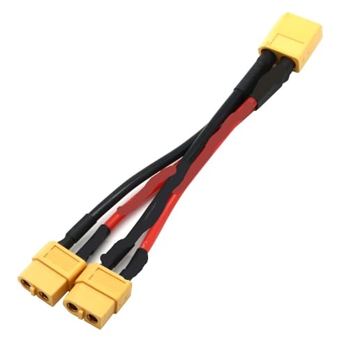 YTrBXZ XT60 Parallelstecker, männlich, weiblich, Dual-Verlängerung, Y-Splitter, kompatibel mit 3-Wege-14AWG-Drahtstecker(1 Male to 2 Female) von YTrBXZ