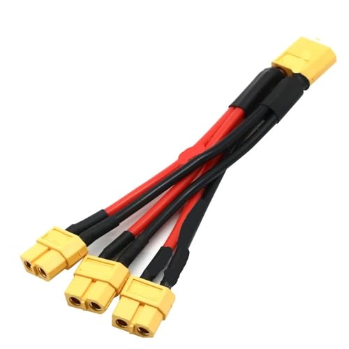 YTrBXZ XT60 Parallelstecker, männlich, weiblich, Dual-Verlängerung, Y-Splitter, kompatibel mit 3-Wege-14AWG-Drahtstecker(1 Male to 3 Female) von YTrBXZ
