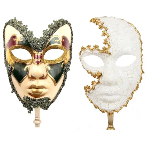 YU FENG yufeng Vintage Jolly Joker venezianischen Masquerade Maske Kostüm Halloween Cosplay Maske für Party, Ball Ball, Mardi Gras, Hochzeit, Wandschmuck Couple-2 von YU FENG