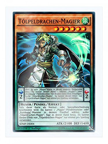 SDMP-DE004 Tölpeldrachen-Magier 1. Auflage im Set mit original Gwindi Kartenschutzhülle von Yu Gi Oh