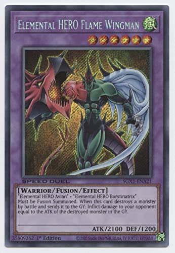 YU-GI-OH! Elemental Hero Flame Wingman - SGX1-ENA21 - Secret Rare - 1. Auflage von YU-GI-OH!