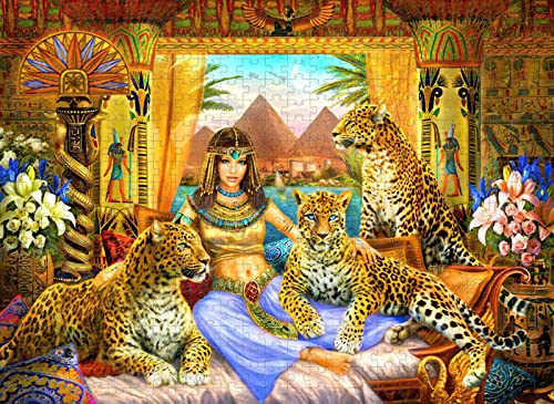 Puzzle für Erwachsene, 500 Teile, ägyptische Königin und Leopard, entspannende Puzzle-Denkaufgaben von YU GONG FANG