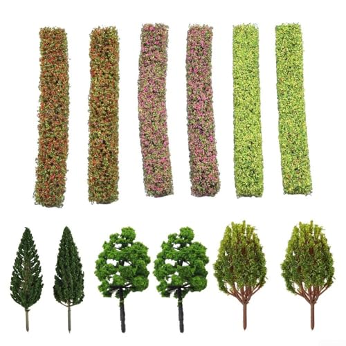 9 x Miniatur-Strauchstreifen und 6 x Modellbäume für Puppenhäuser und Layouts von YUANGANG