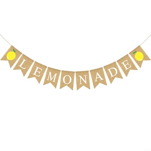YUANGANG Jute-Limonaden-Banner, Zitronen-Girlande, Sommer-Zitronen-Party-Dekorationen, Limonade-Thema, Geburtstagsparty-Zubehör, Zitronen-Dekor (Zitrone) von YUANGANG