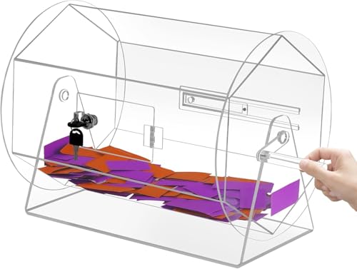 YUCHENGTECH Lostrommel mit Griff Acryl Tombola Trommel Durchsichtige Tombola-Tickettrommel mit 2 Schlüsseln für Lotterie Bingo Tombola Kugeln Hält 5.000 Lose von YUCHENGTECH