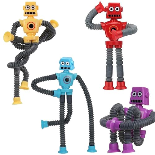 YUDANSI Teleskop Roboter Fidget Toys Mit Saugnapf, 4Stück Anti Stress Spielzeug Für Kinder Erwachsene, Büro Spielzeug Für Kollegen, Geburtsta Party Weihnachts Sensorische Spielzeug Geschenk Für Jungen von YUDANSI