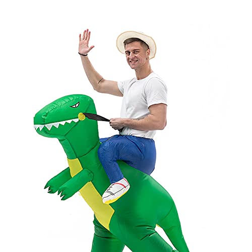Halloween Dinosaurier Aufblasbares Kostüm für Männer Erwachsene Blow Up Kostüm Cosplay Party Dress Up Rollenspiel Ganzkörper T-Rex Aufblasbare Kostüme (Grün, Einheitsgröße) von YUDATPG