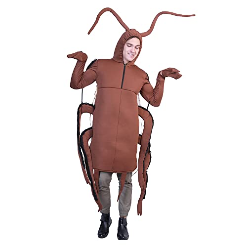 Lustiges Kakerlaken-Kostüm Halloween Party Rollenspiel Kostüm Braun Tier Halloween Party Cosplay Dress Up Braun Gross Bug Outfit Party Streiche Witz Gag Geschenke Einteiliges Outfit (Braun, One Size) von YUDATPG