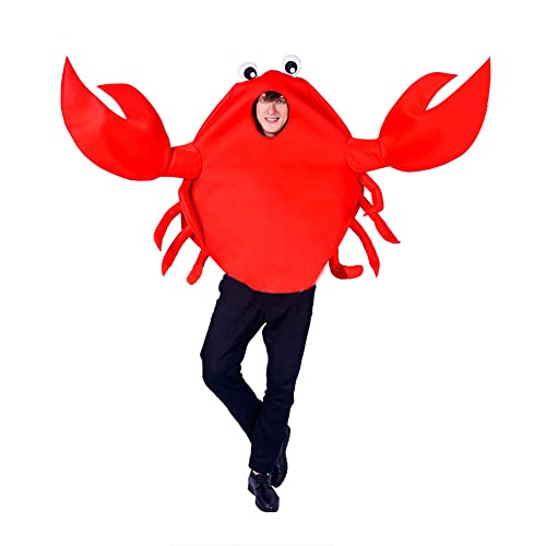 Red King Krabbe Kostüm für Herren Erwachsene Unisex Einheitsgröße Krebse Hummer Kostüm für Halloween Kostüm Party Dress Up Sea Crustacean Animal One Piece Outfit Cosplay (Rot, Einheitsgröße) von YUDATPG