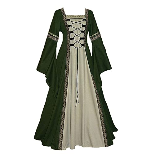 YUDATPG Mittelalterliches Damenkleid, Renaissance, Viktorianisch, Gothic, Trompete, Langarm, Halloween, Cosplay, Irisch, Dunkelgrün, XL YUDATPG Mittelalterliches Damenkleid, Renaissance, Viktorianisch, Gothic, Trompete, Langarm, Halloween, Cosplay, Irisch, Dunkelgrün, XL von YUDATPG