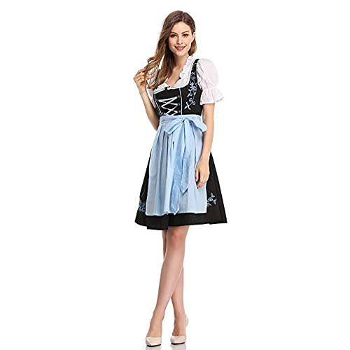 YUDATPG Oktoberfest Kostüme Frauen Deutsch Dirndl Kleider 3 Stück Bayerische Kostüm Traditionelle Oktoberfest Outfits Bier Mädchen Maid Plaid Schürze Fancy Dress Karneval Halloween Cosplay Role Play von YUDATPG
