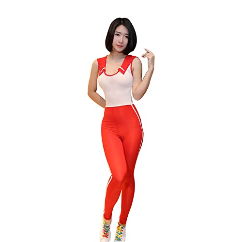 YUDATPG Sexy Dessous für Frauen Schulmädchen Sexy Cosplay Einteiler Outfit Bodysuit Catsuit Student Kostüme Rollenspiel Jumpsuit (Rot, Einheitsgröße) von YUDATPG