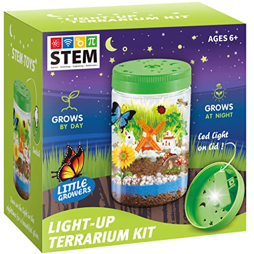 Die Biosphäre,Galileo Science, Beleuchtetes Terrarium-Set für Kinder mit LED-Licht im Deckel, Erstellen Sie Ihren eigenen Minigarten in einem Glas, das nachts leuchtet,STEM Wissenschafts-Geschenkeset von YUDOXN