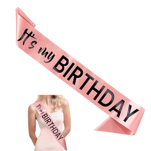 'It's My Birthday' Geburtstagsschärpe - Weiche Rose Gold Satin Schärpe mit schwarzer Folie für Frauen und Männer - Happy Birthday Schärpe für Mädchen, Sweet 16, 18., 21., 25., 30., 40., 50. oder jeder 'It's My Birthday' Geburtstagsschärpe - Weiche Rose Gold Satin Schärpe mit schwarzer Folie für Frauen und Männer - Happy Birthday Schärpe für Mädchen, Sweet 16, 18., 21., 25., 30., 40., 50. oder jeder von YUEHNEOM