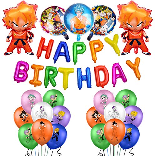 Dekoration Geburtstag Mädchen Junge Luftballons YUESNE 37 Stück Dragon Ball Luftballons Geburtstag Party Latex Luftballons Dragon Ball Partyballon Mit Bändern für Kindergeburtstag Party von YUESEN