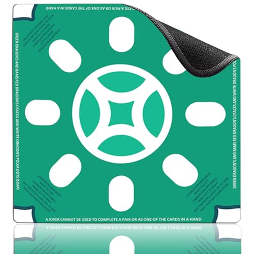 YUEWO Mahjong-Tischmatte 81x81 cm Natürliches Gummi 3 mm verdickt rutschfeste Spielmatte mit sicher vernähten Kanten Geräuschreduzierende Tischauflage für Mahjong, Poker, Brettspiele (Green) von YUEWO