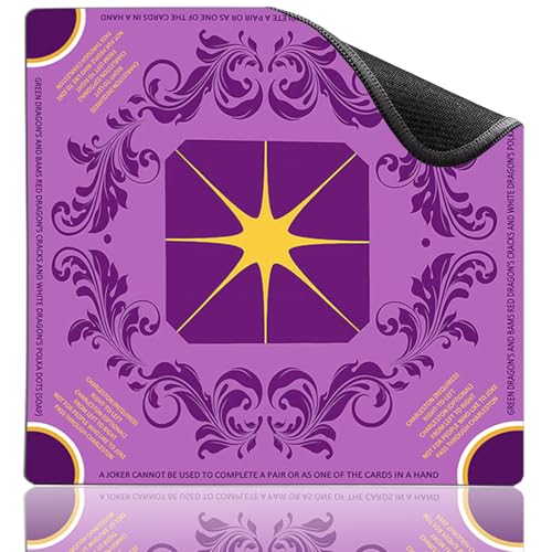 YUEWO Mahjong-Tischmatte 81x81 cm Natürliches Gummi 3 mm verdickt rutschfeste Spielmatte mit sicher vernähten Kanten Geräuschreduzierende Tischauflage für Mahjong, Poker, Brettspiele (Purple) von YUEWO