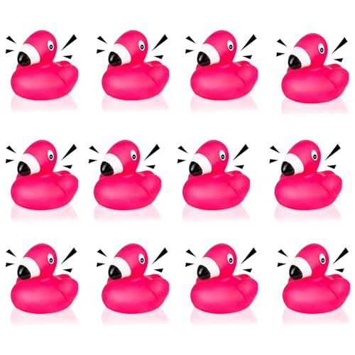 Badespielzeug Baby 12PC Gummiente Flamingo,Badeenten Badewannenspielzeug,Gummi Enten Schwimmer,Schwimmende Gummiente Badewannen-Enten Gummi-Badespielzeug für Kinder Dusch Geburtstags Partyartikel (12) von YUEXNKO