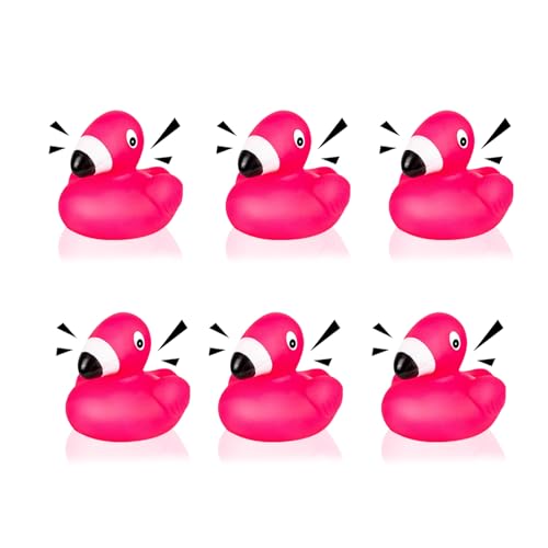 Badespielzeug Baby 6PC Gummiente Flamingo,Badeenten Badewannenspielzeug,Gummi Enten Schwimmer,Schwimmende Gummiente Badewannen-Enten Gummi-Badespielzeug für Kinder Dusch Geburtstags Partyartikel (6) von YUEXNKO