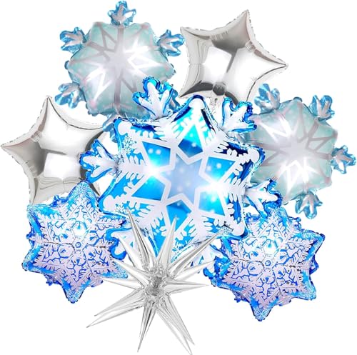 Schneeflocken Deko Luftballon, 8pcs Schneeflocken Folienballons, Schneeflocken Ballons, Snowflake Luftballon, Schneeflocken Helium Ballons, für Kindergeburtstag Party von YUEXNKO