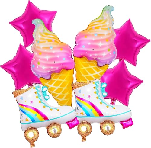 Disco Party Balloons, Luftballons Eiscreme, Rollschuhe Ballon, Rollschuh Luftballon, Stern Ballons, 80er Ballon, 90er Ballons, Eiscreme Folienballon, für Kindergeburtstag Party von YUEXNKO
