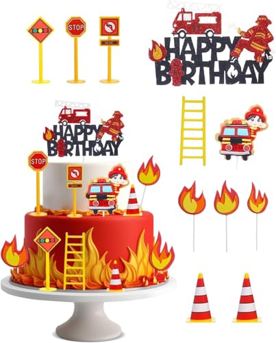 Feuerwehr Cake Deko, 11 Stück Feuerwehrmann Cupcake Decoration, Feuerwehrauto Kuchen Dekoration, Feuerwehr Cake Toppers, Fireman Tortendeko, für Kindergeburtstage und Thema Party Feuerwehr Cake Deko, 11 Stück Feuerwehrmann Cupcake Decoration, Feuerwehrauto Kuchen Dekoration, Feuerwehr Cake Toppers, Fireman Tortendeko, für Kindergeburtstage und Thema Party von YUEXNKO