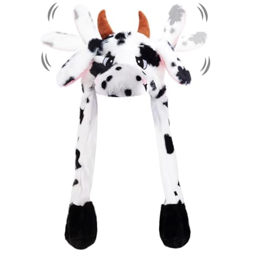 Mütze Mit Beweglichen Ohren, Hasenohren Plüsch, Hase Hut Mit Wackelohren, Beweglicher Ohr Kaninchen, Cosplay Urlaub Weihnachten Karneval Party Geschenk Für Erwachsene Kinder (Ochse) von YUEXNKO