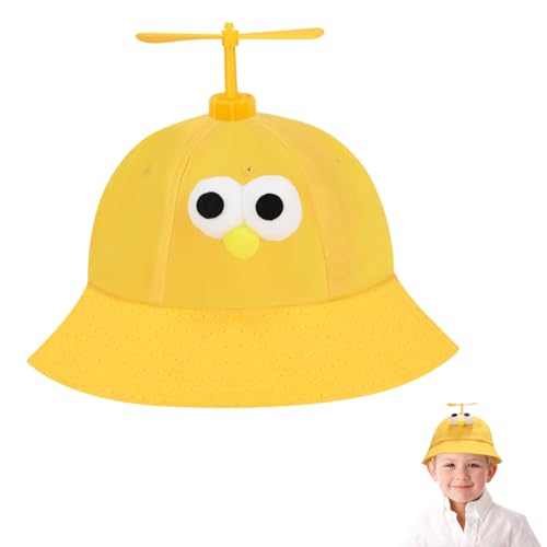 YUEXNKO Kinder Sonnenhut, Gelb Helikopter Mütze, Kinder Propeller Mütze, Helikopter Cap, Lustige Hubschrauber Kappe, Propeller Mützes, Propellers Hut, Cute Bucket Hat, Sommerhut Kinders von YUEXNKO