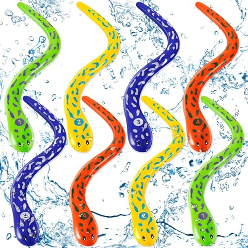 YUEXNKO Kinder Tauchspielzeug Set, 8 Stück Tauchtiere für Kinder, Schwimmbad Tauchset, Sommer Tauch Spielzeuge, Pool Spielzeug, Pool Tauchspielzeug für Kinder (Schlange) von YUEXNKO