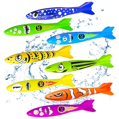 YUEXNKO Torpedo Spielzeug, 8pcs Tauchen Spielzeug, Schwimmbad Spielzeug, Schwimmbad Pool Spielzeug, Tauchspielzeug, Tauchbecken Spielzeugset, Pool Tauchspielzeug, Schwimmbad Spielzeug für Kinder von YUEXNKO