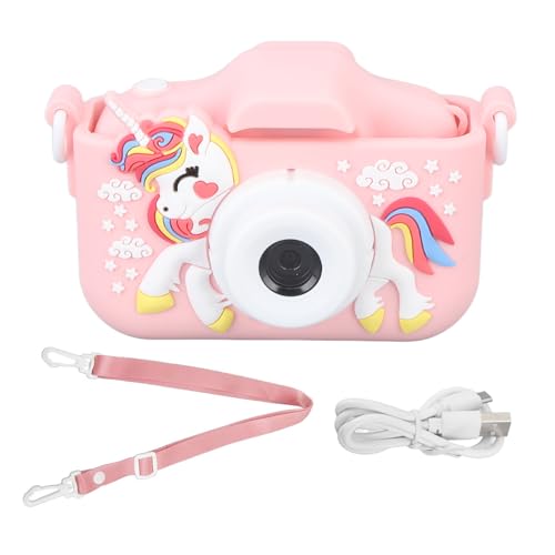 YUEYASHUX Kids Camera niedliche Dual Lens Auto Focus Photography Videoaufnahme Gaming Music Digitalkamera Spielzeug für Kinder (Rosa) von YUEYASHUX