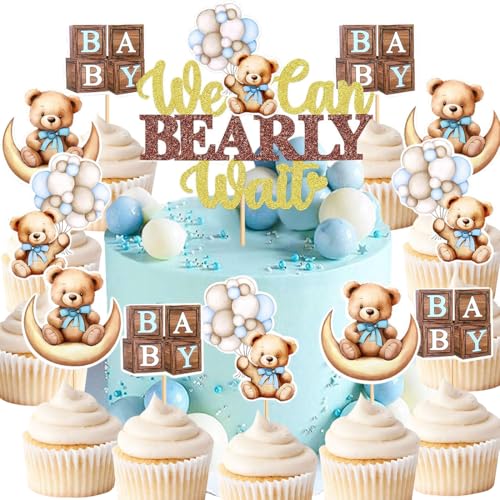 Bär Kuchen Dekoration,Blau Dusche DIY Kuchen Kugeln Dekoration für Baby Junge Mädchen Geburtstag Party Bär Baby Dusche Kuchen Dekor,13 Stück von YUEcthynous