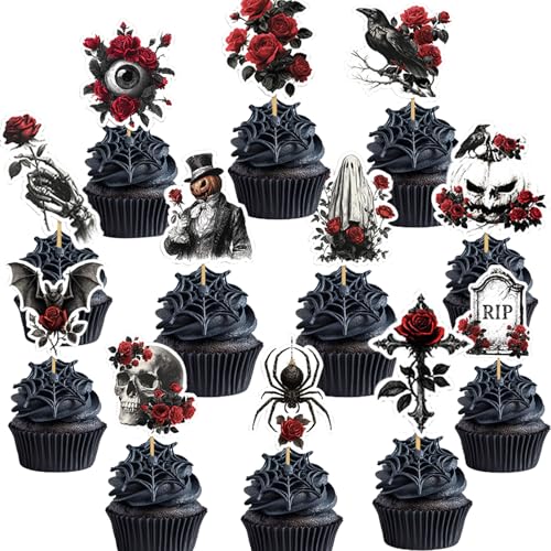 YUEcthynous 12 Stück Halloween Kuchen Dekorationen Grabsteine Cupcake Skelett Spinnen Friedhof Cupcake Toppers Grabstein Kuchen Toppers für Halloween Party Zubehör,12 Gotische Stile YUEcthynous 12 Stück Halloween Kuchen Dekorationen Grabsteine Cupcake Skelett Spinnen Friedhof Cupcake Toppers Grabstein Kuchen Toppers für Halloween Party Zubehör,12 Gotische Stile von YUEcthynous
