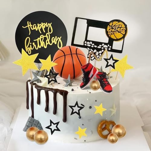 YUEcthynous 21 Stück Basketball-Kuchendekoration,Goldener Fünfeckster,Sportschuhe,2 Black Glitter Basketball Cake Topper,Basketball-SzeneThemen geburtstag Partydekoratione YUEcthynous 21 Stück Basketball-Kuchendekoration,Goldener Fünfeckster,Sportschuhe,2 Black Glitter Basketball Cake Topper,Basketball-SzeneThemen geburtstag Partydekoratione von YUEcthynous