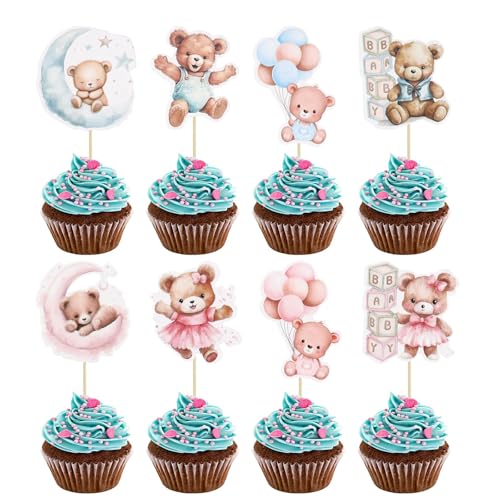 YUEcthynous Bären Cupcake Topper,12 Stück Babyparty Tortendeko Taufe Junge Mädchen,Dusche DIY Kuchen Kugeln Dekoration für Geburtstagsfeier für Kinder Bär Baby Dusche Kuchen Dekor YUEcthynous Bären Cupcake Topper,12 Stück Babyparty Tortendeko Taufe Junge Mädchen,Dusche DIY Kuchen Kugeln Dekoration für Geburtstagsfeier für Kinder Bär Baby Dusche Kuchen Dekor von YUEcthynous